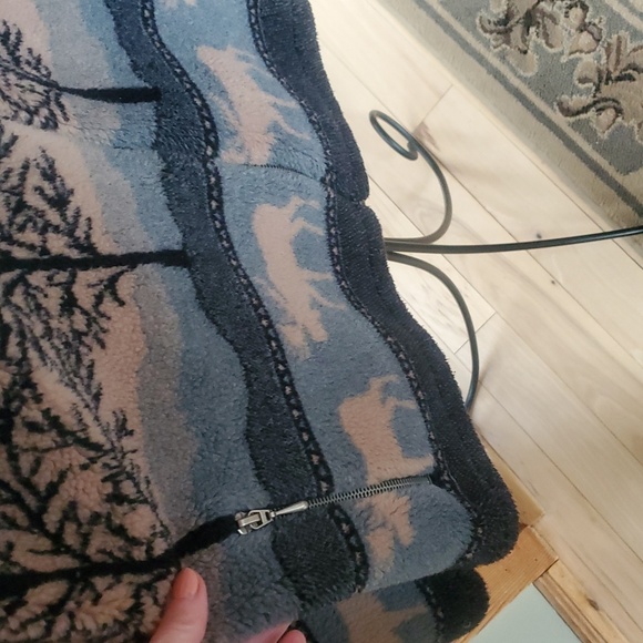 Black Diamond Vintage Fleece Full Zip Sz M Jacket with Nature Print. Made In USA - Picture 5 of 10